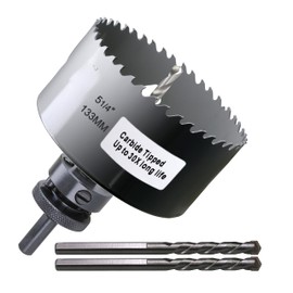 WoWSupM 5-1/4 inch Carbide Hole Saw Bit Deep Cutting 2.36” for Multiple Material Hardy Plank Nail Embedded Wood Air Brick Up to 30X Longer Life