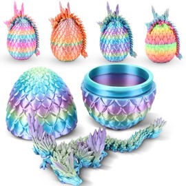 Cessfle 3D Printed Dragon in Egg, Fly Dragon Egggs with Dragon Inside Full Articulated Dragon Egggs for House of Dragon Crystal Fidget Dragon Egg Toys, Home Office Decor Executive Desk Toy
