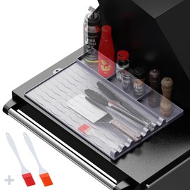 Silicone Griddle Tools Mat with 2 Brushes for Blackstone for Griddle BBQ Utensils Holder(Grey)