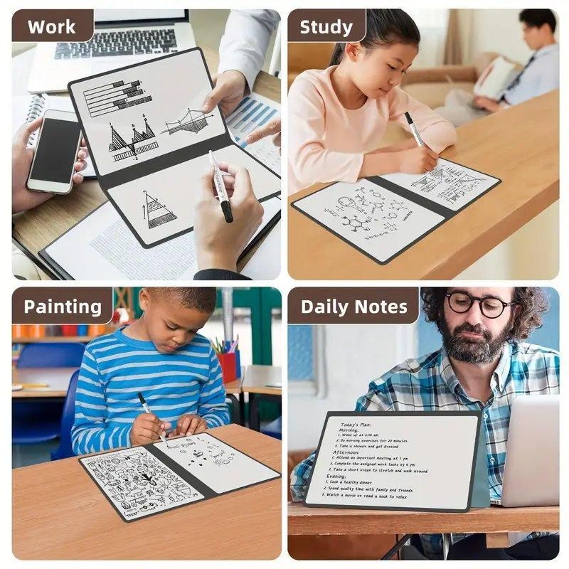A5 Reusable Whiteboard Notebook, 1 Count Portable Wipeable Board with