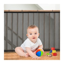 Banister Guard for Kids, Pets, Toys, Safety Netting for Balcony,19.7 ft L x 2.56 ft H, Mesh Netting Safety Net for Balcony Rail Stair, Stairway Net Baby Safety Products for Indoor & Outdoor (Black)