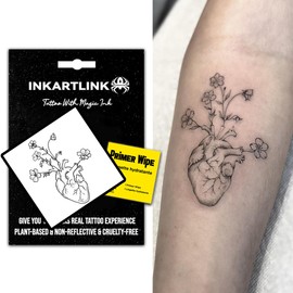 INKARTLINK Semi Permanent Tattoos, Tattoos for Women, Holiday Tattoos, Party Favors, Lasts 7-15 Days, Waterproof and Non-reflective, Unique Design (Heart-Shaped Flower)