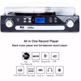 Digitnow! Bluetooth Record Player with Stereo Speakers Turntable for Vinyl to MP3
