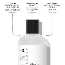 Biba de Sousa The Glycolic Lactic Toner - Exfoliating Toner with AHA, Hyaluronic Acid, and Aloe Vera - Illuminates Skin Complexion Without Excessive Drying (8 oz)