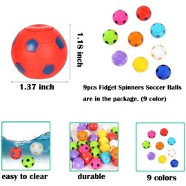 Kid Fidget Spinner 9-32pcs Mini Soccer Ball Toy for Boy and Girl - Ideal for School Classrooms & Gift for Kids - Goodie Bags, Treasure Box & Prizes Rubber - Color: 9pcs, Multicolor