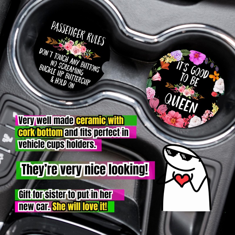 UpnowPro Funny Car Coasters for Cup Holders - 2 Pack,