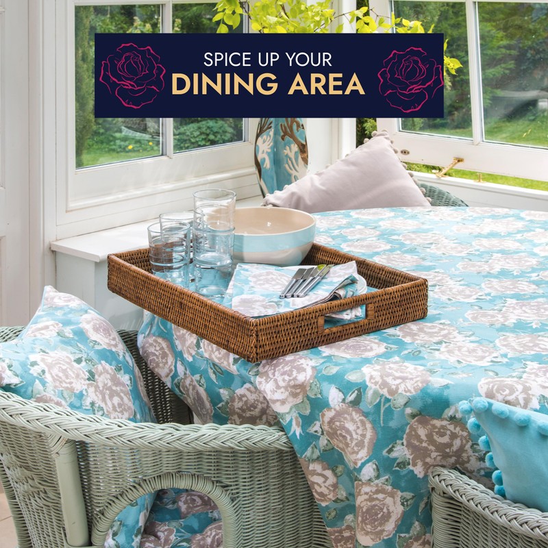 Ragged Rose Cotton Tablecloth for a 6-7 Ft Table -
