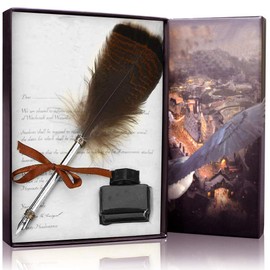 SpyShop Owl Feather Dip Pen with Ink - Writing Instrument Gift Set for Kids & Calligraphy Lovers