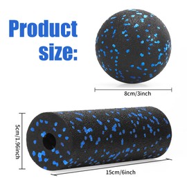 Faszienrolle Klein und Faszienball,Faszienrolle Zur Fitness,Foam Pilates Rolle,Selbstmassage Yoga 5.3 X 15cm,Faszienball 8cm,für Fuss Hand Rücken Faszientraining,Fitness Muskellifting-Massage