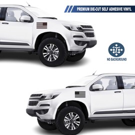 American Flag US Vinyl Sticker Decal [Pick Color/Size] Tactical Military for Car Truck Window Bumper Laptop Hard Hat Tumblers Helmet (6.5in x 3.9in Subdued Pair, Matte Black)