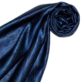 Lorenzo Cana Luxury Silk Scarf for Women - 100% Silk - Ladies’ Woven Scarf, Elegant Paisley Pattern, Tone on Tone - blue