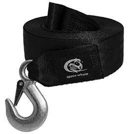 Space Whale Trailer Winch Boat Strap I Black Winch Strap 2" x 20' with Safety Snap Hook I Premium Quality Strap for Boat I Excellent 3306 lbs Breaking Strength I Highly Effective Boat Accessories