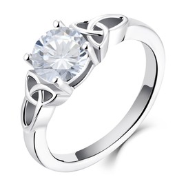 YL Celtic Knot Rings for Women 925 Sterling Silver Cubic Zirconia 18k White Gold Plated Statement Rings-size7