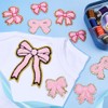 DICOSMETIC 12 Stück 6 Styles Rosa Schleifen Patches Chenille Aufbügelpatches
