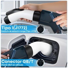 DASHLINE Adaptador BYD Tipo 1 a GBT, Cargador Rápido para BYD Type1 J1772 a GB/T, 7KW 32A, Accesorios para Coche Eléctrico, Compatible con BYD, JAC, Geely y Otros EV, Accesorios Auto BYD