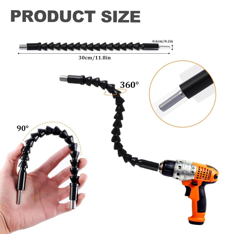 17Pcs Flexible Drill Bit Extension, Include 3Pcs Rotatable Socket Adapter
