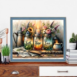 Diamond Art Kits for Adults, Inspirational Diamond Painting Kits for Beginners, 5D Vase Round Full Drill Gem Art for Adults, Paint by Diamonds Pictures DIY Crafts Kits 16x12inch