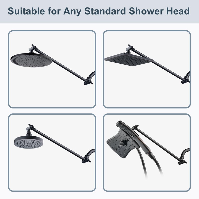 BRIGHT SHOWERS 15 Inch Extra Long Shower Head Extension Arm,
