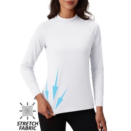 TACVASEN Women's Thermal Mock Turtleneck Shirts Fleece Long Sleeve Base Layer Tops for Cold Weather Pullover White XXL