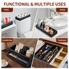 TEESSFROOD Bamboo Utensil Drawer Organizer, Stackable Silverware Organizer Tray Flatware