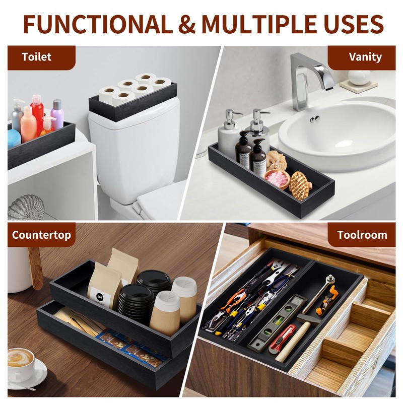 TEESSFROOD Bamboo Utensil Drawer Organizer, Stackable Silverware Organizer Tray Flatware