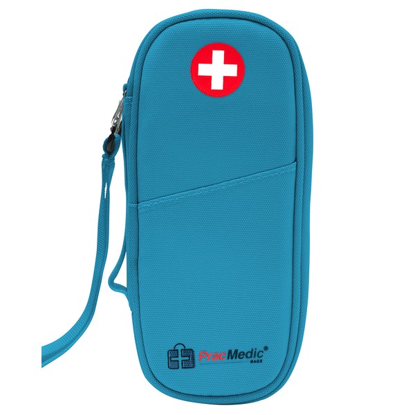 PracMedic Bags Epipen Carrying Case- Holds Epi Pens, Auvi Q, Epinephrine, Inhaler, Medicine Syringe, Diabetic Supplies, Portable and Insulated, Travel Medicine Bag for Emergencies, Updated (Teal)