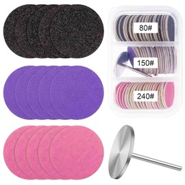 Disco de lija para taladro de uñas, 60 discos de papel de lija con broca de metal para uñas 80/150/240# Grit para máquina eléctrica para eliminar callos de lima de pies