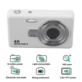 1080P Digital Camera, 12MP FHD Point and Shoot Digital Camera for Photography and Video, 16X Digital Zoom, 2.4'' TFT Screen, Auto Focus Compact Vlogging Camera for Travel Gift