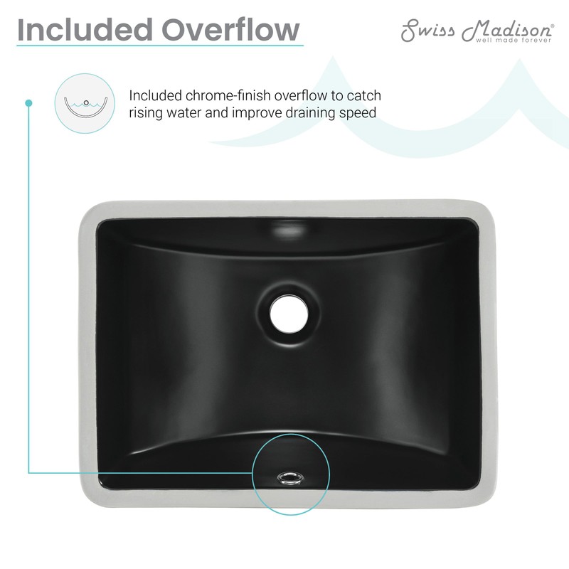 Plaisir 18.5" Rectangle Undermount Bathroom Sink in Matte Black