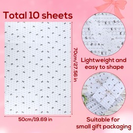10 Sheets Dot Bow Wrapping Paper, 27.6x19.7 Inch Bow Tissue Paper Gift Wrapping Tissue Paper Bowknot Craft Paper for Gift Packaging