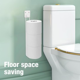 Tokokimo Toilet Paper Holder Wall Mount, Extra Self Adhesive Toilet Paper Storage for 3 Roll Tissue, Over The Tank Toilet Paper Holder Stainless Steel for Bathroom Storage, RV (White 1Pcs)