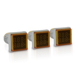 LED Voltage Display Panel Mount Volt Amp Meter, AD101-22VAMS 22mm Square Voltmeter and Ammeter, AC50-500V Voltage and 0-100A Current Meter, Yellow (3 Pack)