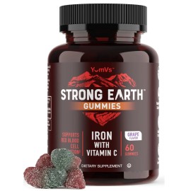 YUM-V'S Strong Earth Iron with Vitamin C Gummies (60 Count) - Iron Supplements w