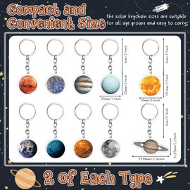 Eersida 20 Pcs Solar System Planet Keychain Hanging Galaxy Keychain Outer Space Party Favors Globe Planets Gift for Party Supplies Birthday Space Enthusiasts