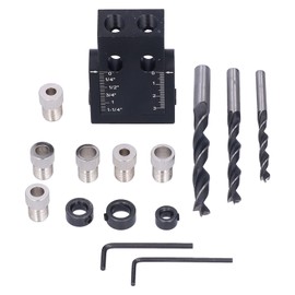 Oblique Hole Locator 15° Pocket Slant Holes Jig Kit Woodworking Positioner with Drill Bits