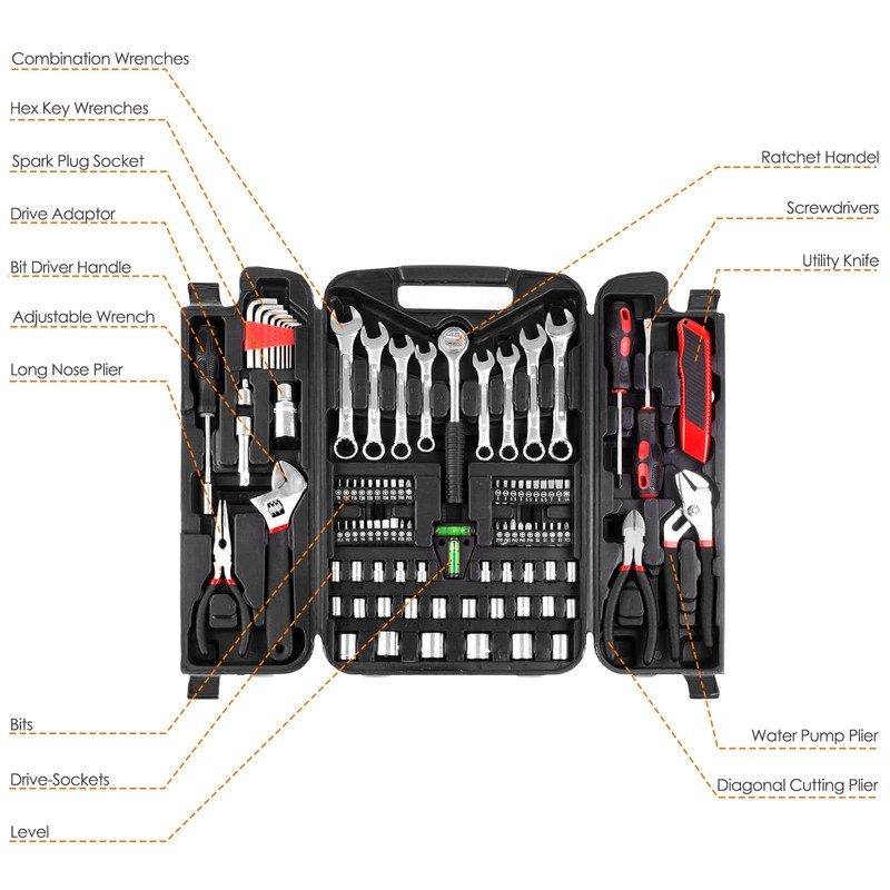TLGREEN 95 Piece Tool Set, Tool Kit, Mechanics Tool Set,