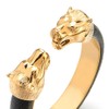 COOLSTEELANDBEYOND Mens Steel Gold Wolf Head Open Cuff Bangle Bracelet