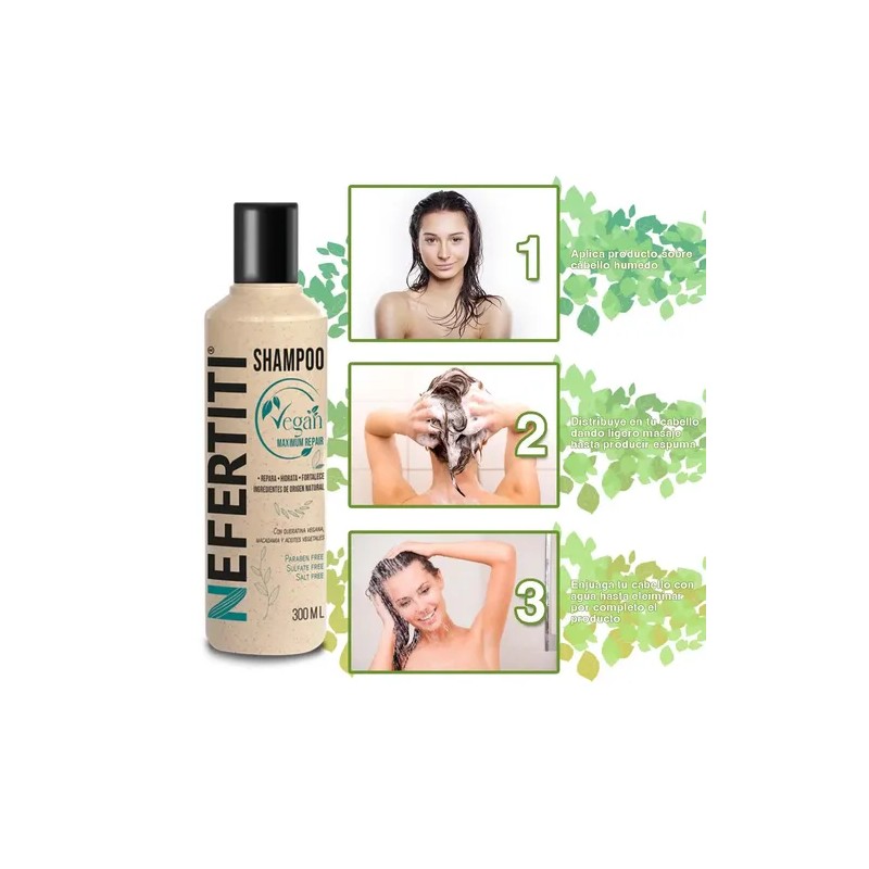 Shampoo Vegan Nefertiti Sin Sal Y Sin Sulfatos Con Keratina