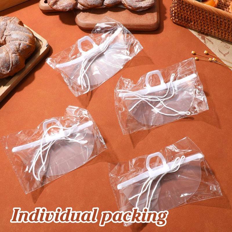 LALAFINA 20pcs Reusable Plastic Clear Masks Anti-Fog Chef Masks Open