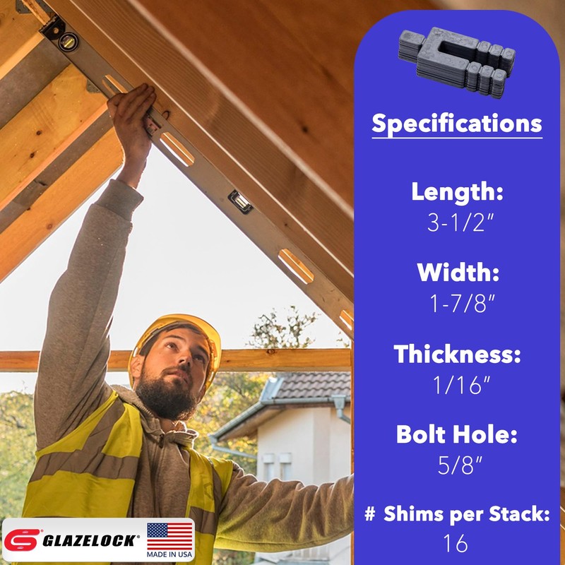 Glazelock Plastic Peel Away Stackable Shims for Leveling 32 Pieces