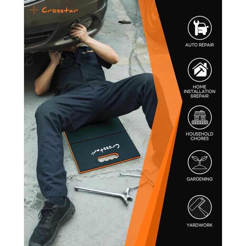 Crosstar 0.9" Thick Foldable Kneeling Pad with Handle & Storage