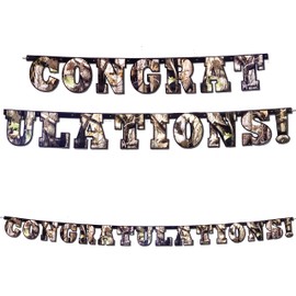 Havercamp Next Camo "Congratulations!" Party Banner | 1 Count | Great for Hunter Themed Party, Camouflage, Rustic, Nature, Military, Graduation Party, Baby Shower, Gender Reveal