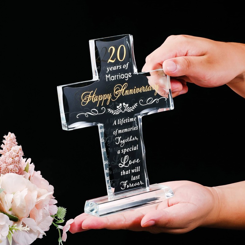 YWHL 20th Anniversary Religious Gifts for Couple, Laser Engraved Glass