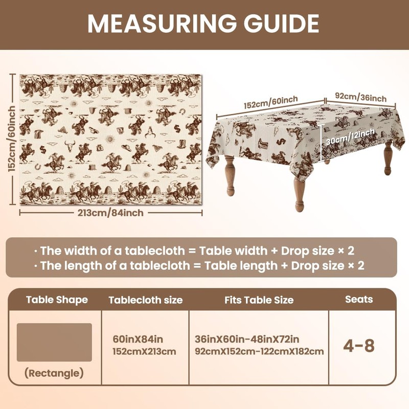 ANATTASOUL Western Cowboys Rectangle Tablecloth for Dining Table