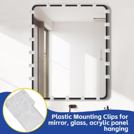 suiwotin 25pcs Glass Retainer Clips, Plastic Mirror Hanging Clips, Clear Mirror Mounting Clips Hanging Hardware for Fixing Window Glass Cabinet Door