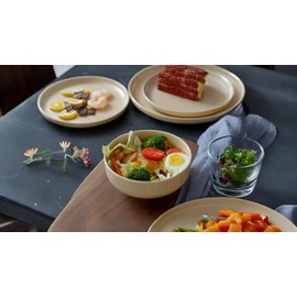 Artworld Camel Skin Solid Color Melamine Dinnerware Sets,12 Pcs Plates and Bowls Set,Melamine Dishes Set for 4, Lightweight,Dishwasher Safe,BPA Free,Great for Indoor Use,Camping, BBQ,RV,Party