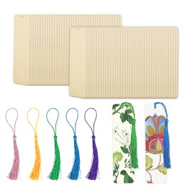 Bicuces 200 Pcs Wooden Blank Bookmarks with String Wooden Craft Bookmarks 100 Pcs Blank Unfinished Wood Bookmarks and 100 Pcs Tassels Wood Gift Tags for Reading, Christmas, Wedding, Birthday