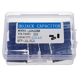 BOJACK 10 x 20 mm, 470 uF 50 V, 470 MFD, 50 voltajes ± 20 % condensadores electrolíticos de aluminio (paquete de 10)