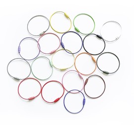WYAN 18 pieces 15 cm coloured key fob steel wire, wire key fob, for hiking luggage, outdoor, 18 Colours
