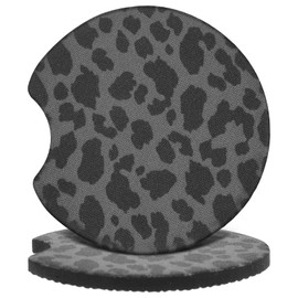 2 Pcs Car Cup Holder Coasters, 7 CM Cute Leopard Print Car Coasters for Cup Holders Anti-Slip Rubber Coaster Universal Car Interior Accessories for Women Men